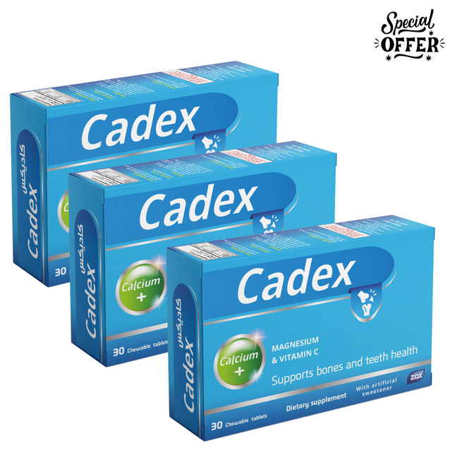 Cadex – Calcium, Magnesium & Vitamin C Supplement – 30 Tablets (pack of three)