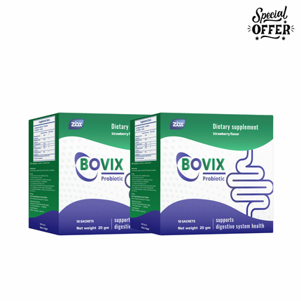 BOVIX – Probiotics & Prebiotics for Gut Health, IBS, Colic & Diarrhea
- 10 Strawberry Flavored Sachets. (2packs)