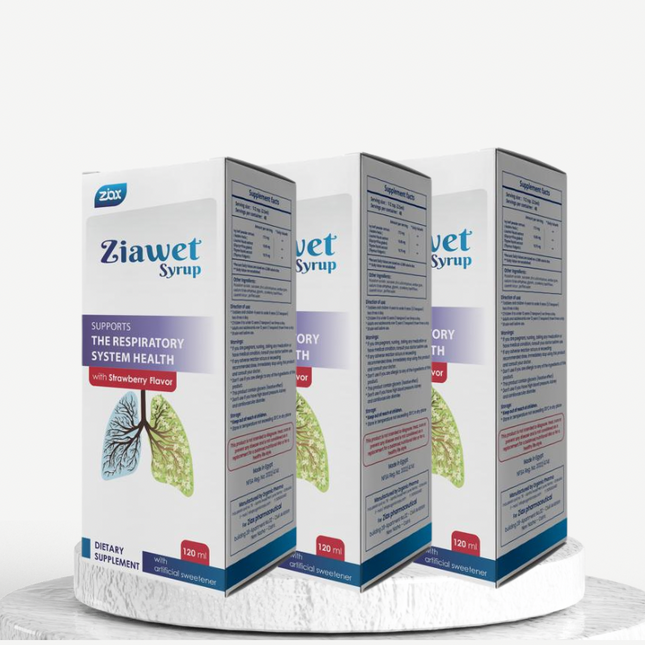 Ziawet Syrup – Respiratory Support with Strawberry Flavor – 120 ml (3 pack)