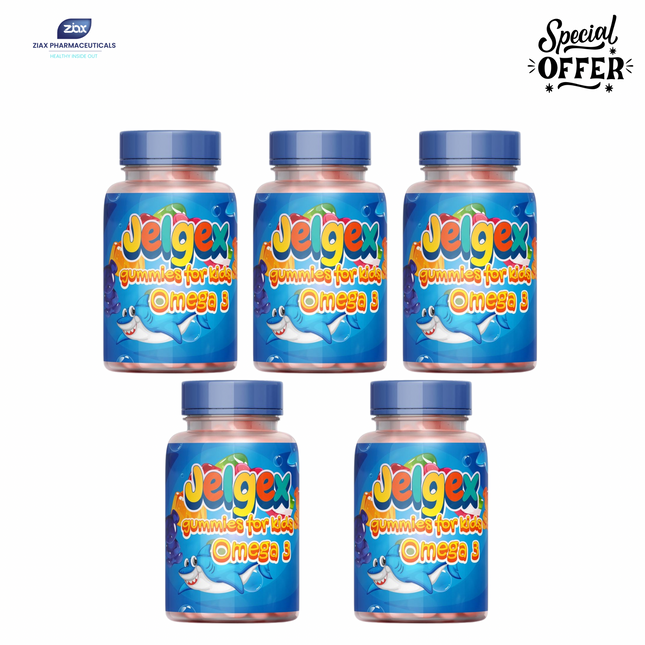 Jelgex Omega 3 Gummies for Kids (5 Packs) – Brain & Vision Support.