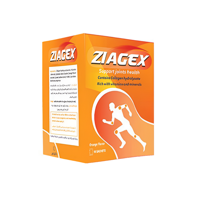 ZIAGEX 10 SACHETS – Collagen,Vitamin C&E - Joint Support - Orange Flavored Sachets .